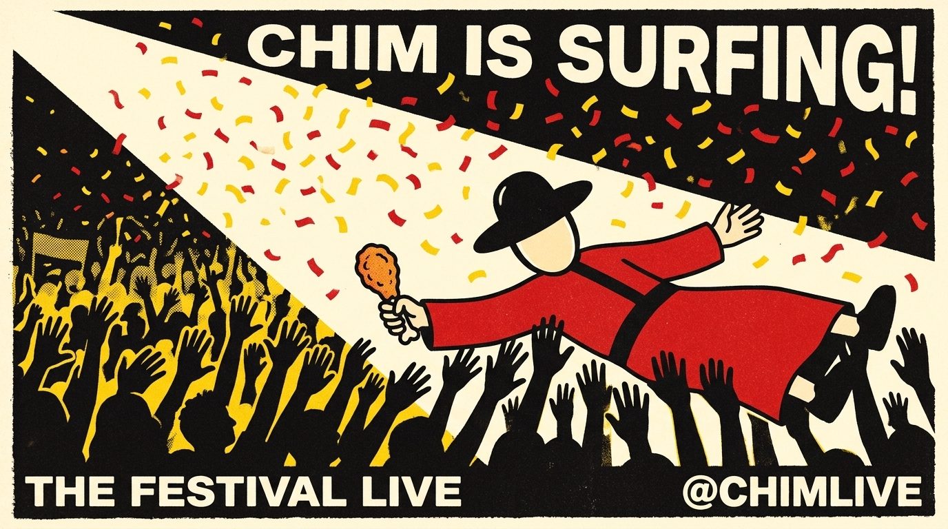 Chim crowd-surfing at the festival